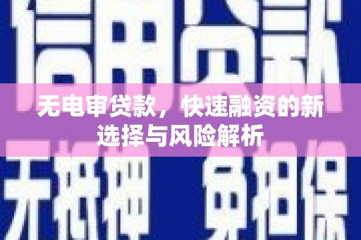东平无电审贷款，快速融资的新选择与风险解析