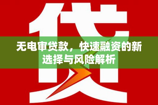东平无电审贷款，快速融资的新选择与风险解析