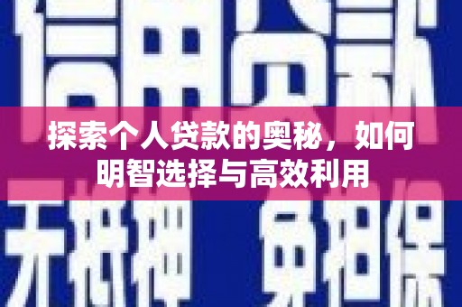 东平探索个人贷款的奥秘，如何明智选择与高效利用