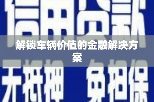 东平解锁车辆价值的金融解决方案