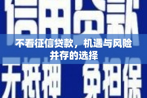 东平不看征信贷款，机遇与风险并存的选择